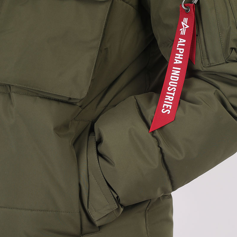 мужская зеленая куртка Alpha Industries Hooded Puffer Jacket MJH52500C1 dark green - цена, описание, фото 2
